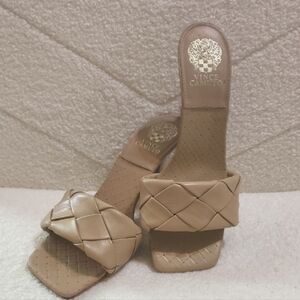 Vince Camuto Woven Tan Heeled Sandals